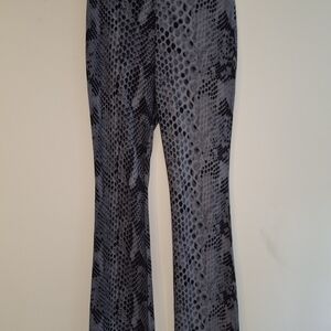 Vintage Y2K Express Gray and Black Snake-Print Pants Flare Size Small Sheerish